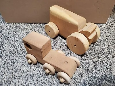 VINTAGE Lot Of 2 Handmade Wooden Vehicles. Tractor And Truck  • $15