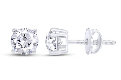 1ct Solitaire Stud Earrings Cubic Zirconia With Screw Back Pierced 5mm 14K Gold • $174.79