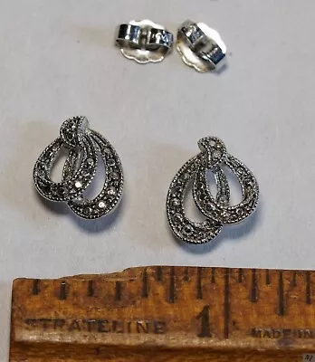 Vintage Avon Faux Marcasite Earrings Studs Pierced Ears Silver Tone • $5