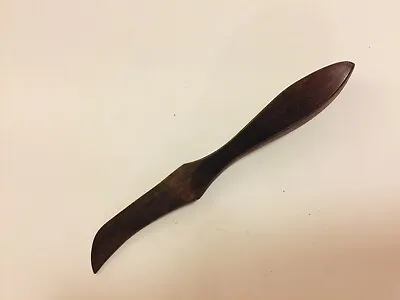Vintage Wooden Letter Opener 8-1/4  Simple Small Dark Wood Curved Blade  • $8.99