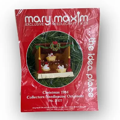 Mary Maxim Needlepoint 1984 Christmas Ornament 27377 Plastic Mesh Canvas Hens • $18.75