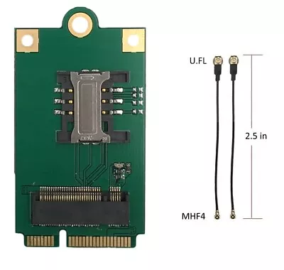 Mini PCI-E To M.2 (NGFF) Key B Adapter W/ SIM Card Slot & Pigtail Cable Adapters • $19.99