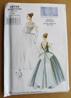 Vogue Sewing Pattern V8729: Lady's 1956 Design Wedding Dress & Underskirt: 14-20 • £17.75