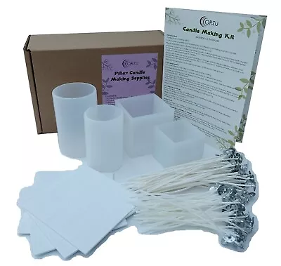 ORZU Pillar Candle Making 4x Moulds Wicks For Adults | Make Your Own Candles • £19.99