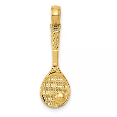 $80.29 • Buy 14k Yellow Gold Tennis Racket Racquet And Ball Charm Pendant 0.99 Inch