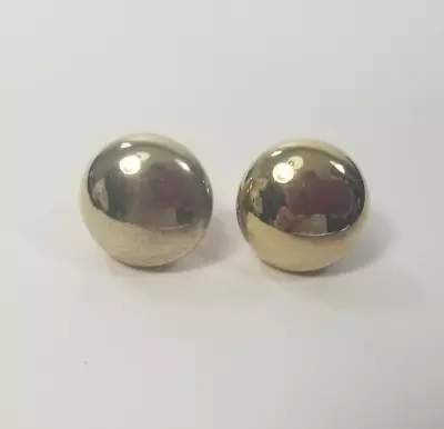 Vintage MARVELLA Gold Tone Round Clip On EARRINGS • $14.99