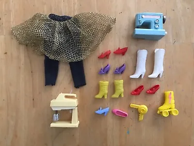 Vintage 1980s Barbie Accessories Lot - Working Mixer Sewing Machine - Shoes + • $14.99