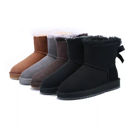 Womens UGG Boots Australian Sheepskin Wool Classics Mini Ankle Bailey Ribbon Bow • $57.99