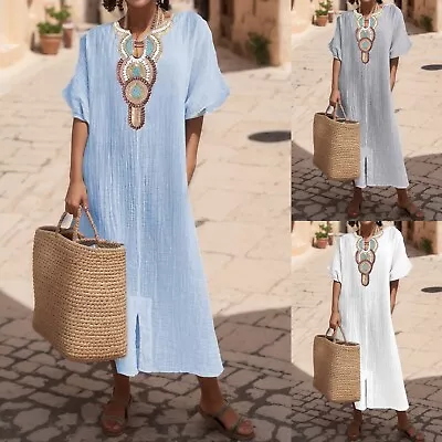 Sexy Revealing Dresses For Women Women Vintage Maxi Dresses Summer V Neck Short • $48.03