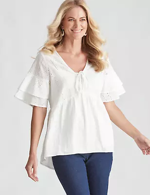 NONI B - Womens Tops -  Woven Broderie Frill Top • $14.72