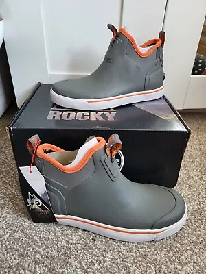 £25 • Buy Rocky Dry-Strike Waterproof Grey & Orange Deck Boot, Charcoal Grey Orange  UK 5