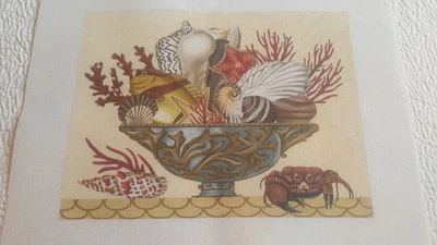 $250 • Buy Melissa Shirley Needlepoint Canvas Shells Aquatic Marine Life  17  X 13 
