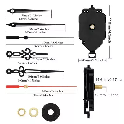 Diy Quartz Wall Clock Movement Mechanism With Hands Long Shaft Kit Repair Parts • $9.72