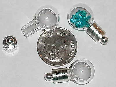 1 SMALL Round Glass Little Tiny Bottle Pendant Rice Vial New Smallest Size • $4.49