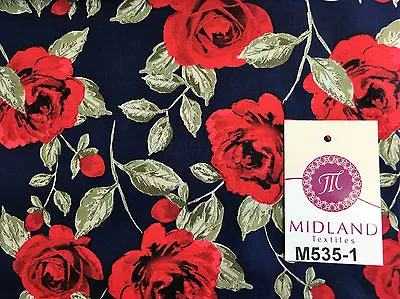 Vintage Floral Shabby Chic Rose Printed 100% Cotton Poplin Fabric 58  M535 Mtex • £10.99