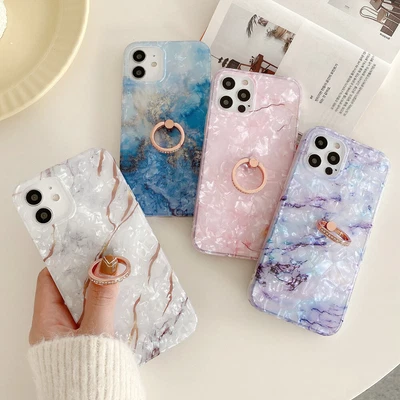 $11.55 • Buy Case For IPhone 7 8 XS XR 13 12 11 Pro Luxury Marble Cover With Diamond Ring
