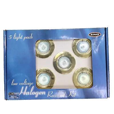 Ring Recessed Halogen Down Lights Brass BNIB 20w X5 Low Voltage Kitchen Ceiling • £19.99