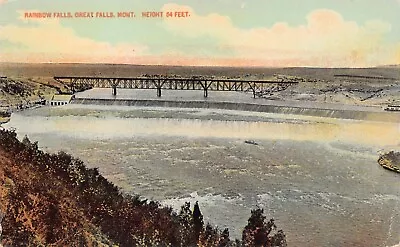 Great Rainbow Falls MT Montana Railroad Train Bridge Vtg Postcard C48 • $18