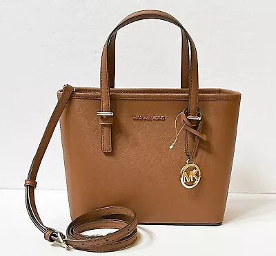 Michael Kors Jet Set Travel Xs Carryall Tote Shoulder Bag Brown Luggage • $89.80