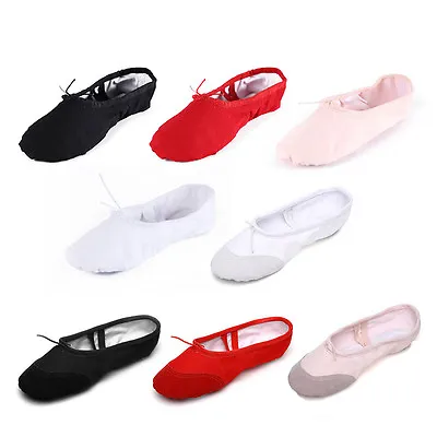 Children Adult Canvas Split Sole Ballet Dance Shoes Pointe Slippers All Sizes • $3.73