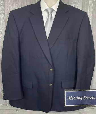 Meeting Street Mens Navy Blazer Sportcoat Metal Button Poly Wool 50R (t7) • $40