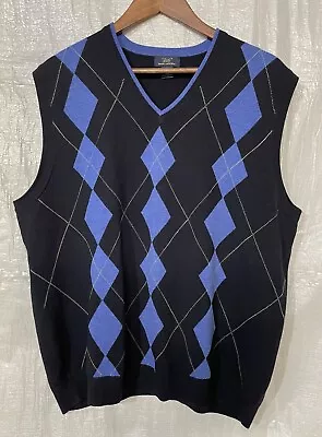 Brooks Brothers 346 Men’s Argyle 100% Merino Wool V-Neck Sweater Vest XL • $29