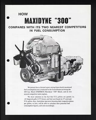 Mack Trucks Maxidyne 300 Engines Comparison 4 Page Brochure  • $17.69