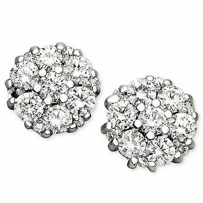 4CT Round Moissanite Real 925 Sterling Silver Women Flower Cluster Stud Earrings • $59.40