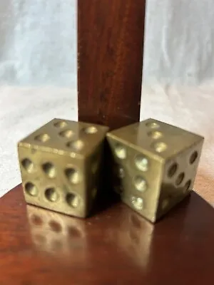 Lot Of 2 Vintage Large Solid Brass Dice Cube 1  Square • $29.95