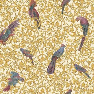 Barocco Birds White Gold Floral Textured Wallpaper • $4.44