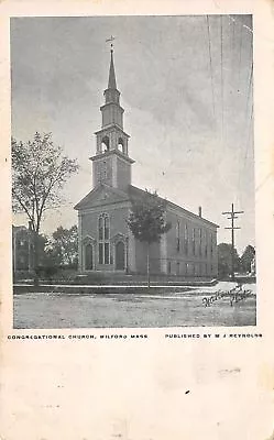 Milford MA Congregational Church Portrait~Spring Trees~M J Reynolds PC 1907 UDB • $6