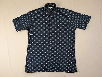 Vintage Maus Hoffman Button Shirt Adult Large Navy Polka Dot USA • $26.18