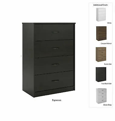 $134.95 • Buy 40  TALL 4-DRAWER MODERN DRESSER Chest Bedroom Storage Wood Furniture 6 Finishes