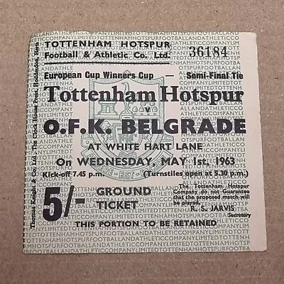 £6.99 • Buy Tottenham Hotspur Spurs O.F.K. Belgrade May 1st 1963 Ticket Stub Cup Winners Cup