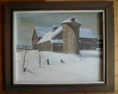 Cynthia Cooper Listed Vintage New England Vt Oil Vermont Barn Winter Landscape • $798