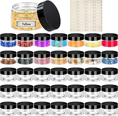 2oz Plastic Jars With Lids 36PCS Small Cosmetic 36 Pack Clear Black  • $29.21