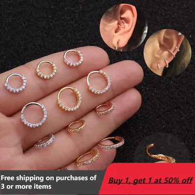 Clicker Earrings Nose Ring Hoop Piercing Tragus Helix Cartilag Labret Monroe • $5.39