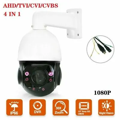 1080P 30X Zoom 2MP AHD/TVI/CVI/CVBS 4 In 1 PTZ IP66 CCTV Security Dome IP Camera • £138.99