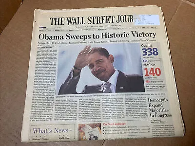 $12.95 • Buy 2008 November 5 WALL STREET JOURNAL OBAMA Sweeps Historic Victory FULL PAPER