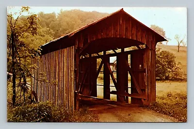 Monroe County OH Swazy Covered Bridge Clearfork Creek Postcard • $2.05