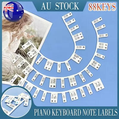 Removable Piano Keyboard Note Labels Reusable Silicone Stickers 88 Keys AU Stock • $8.80