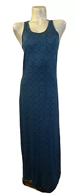 PATAGONIA Dress Womens Sz S Blue Black Organic Cotton Tencel Racerback Tank Maxi • $28.99