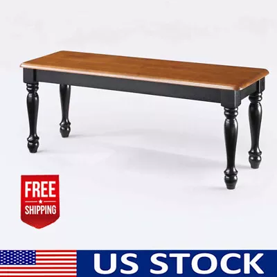 Solid Wood Dining Bench Autumn Lane Farmhouse  Black And Natural Finish • $106.88