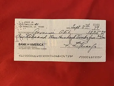 Vincent Price Signed Check Purchased From Vincent Price Estate (item 1c) • $175