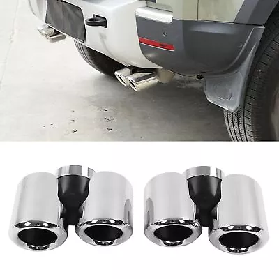 Glossy Quad Exhaust Tip Stainless Steel Carbon Fiber Tail Throat For Land SNT • $278.78