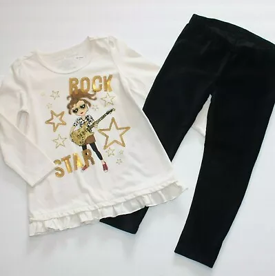 $19.99 • Buy Freestyle Revolution Girl's Rock Star Top Shirt Velour Leggings Pants Outfit 4T