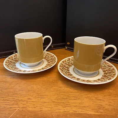 2 MIkasa Eclipse Antique Gold #5758 Cups Vtg 70s Saucers Paisley • $23.95