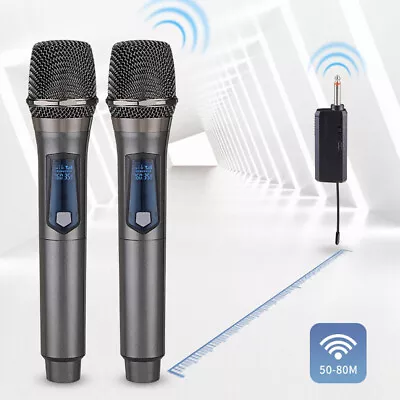 Professional VHF Wireless Microphone 2 Channel Handheld Karaoke Mic Home Speaker • £32.17