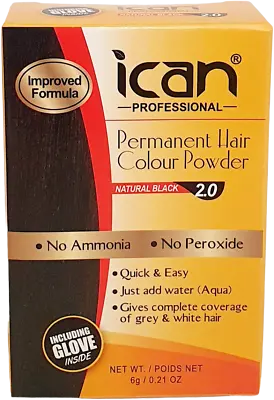 Ican Permanent Powder Hair Dye-No Ammonia No Peroxide Mix With Water Only • £2.29
