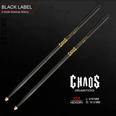 $24 • Buy Drum Sticks Chaos X5a Black & Gold Drumsticks Professional Quality